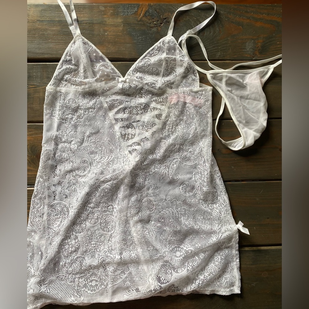 New-never worn, white lace teddy